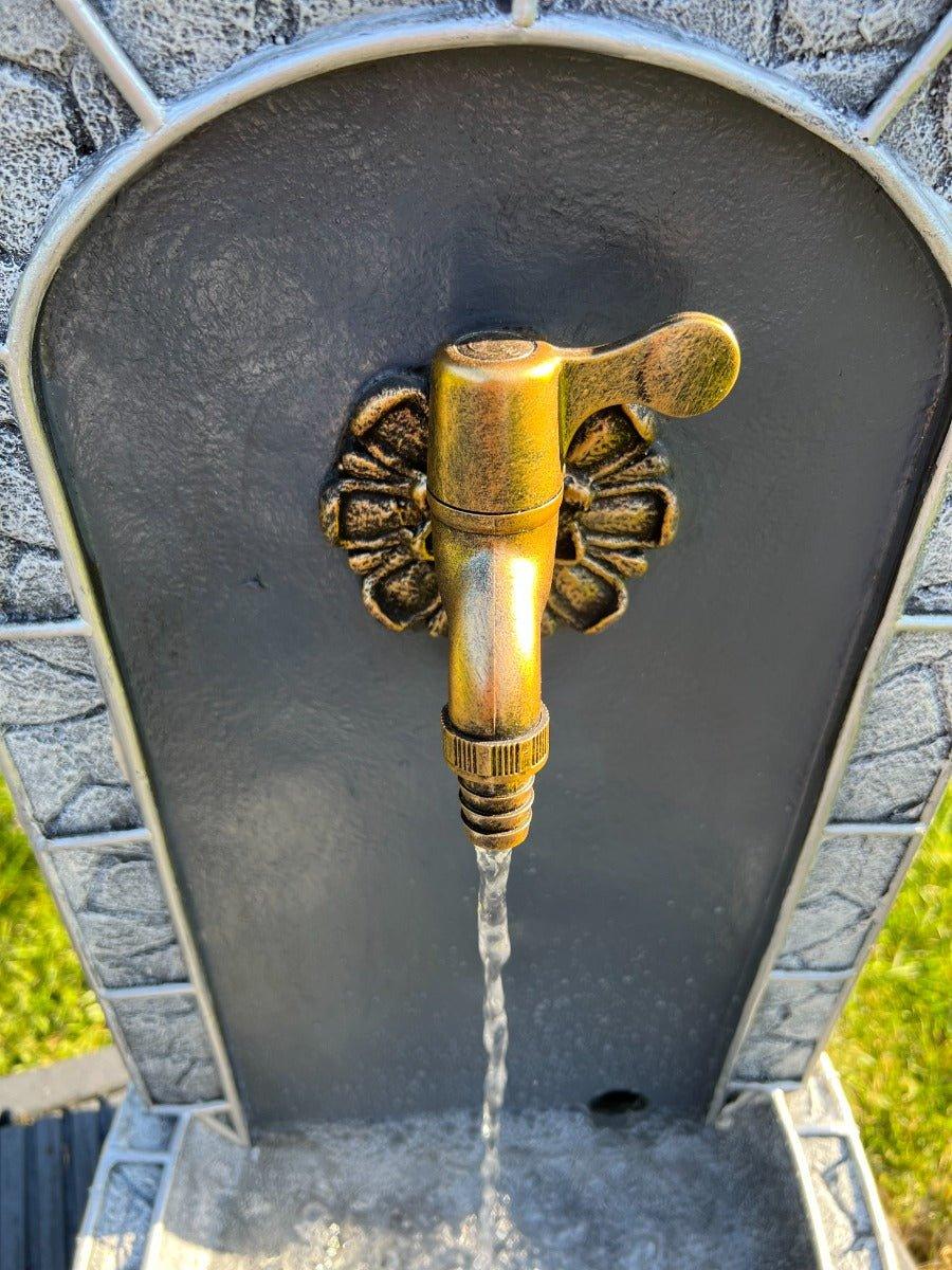 Marble Look Drinking Tap Water Feature with LED Lights - Solar Powered 31.5x26x57.5cm - AllPondSolutions