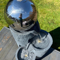 AllPondSolutions mirror globe vase 3-tier water feature with LED lights