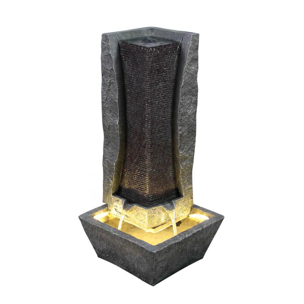 AllPondSolutions modern column tower water feature with LED lights