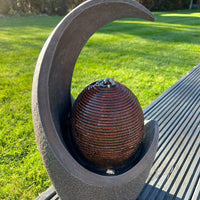 AllPondSolutions open vase moonshape solar water feature with LED lights