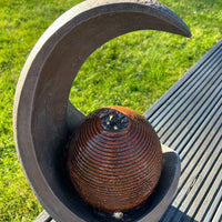 AllPondSolutions open vase moonshape solar water feature with LED lights