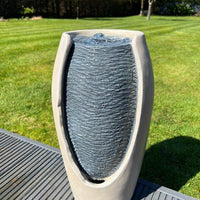 AllPondSolutions open vase white grey solar water feature with LED lights