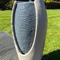 AllPondSolutions open vase white grey solar water feature with LED lights