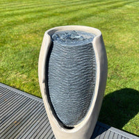 AllPondSolutions open vase white grey solar water feature with LED lights