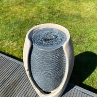AllPondSolutions open vase white grey solar water feature with LED lights