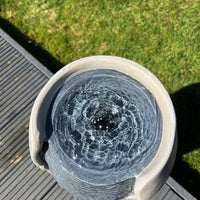 AllPondSolutions open vase white grey solar water feature with LED lights