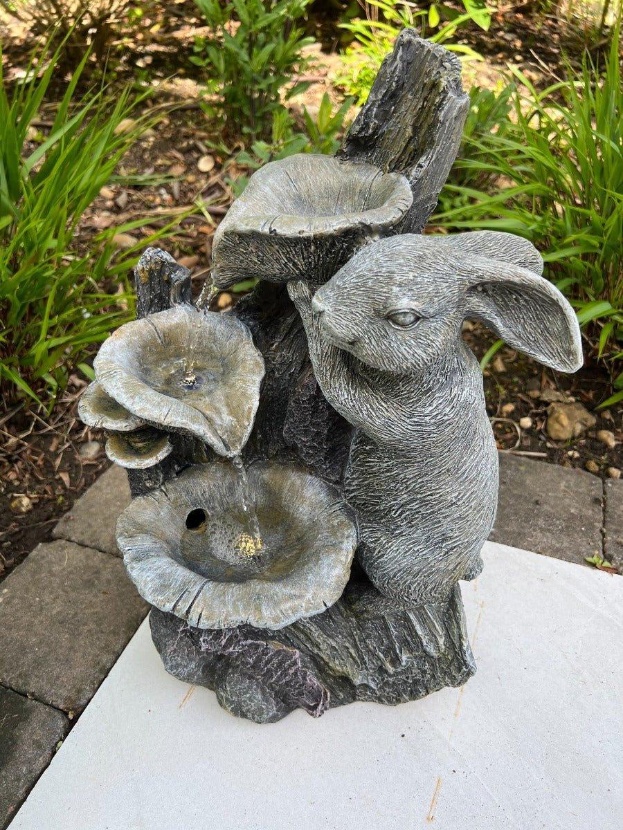 AllPondSolutions rabbit 3-bowl solar water feature with LED lights