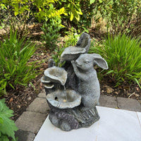 AllPondSolutions rabbit 3-bowl solar water feature with LED lights