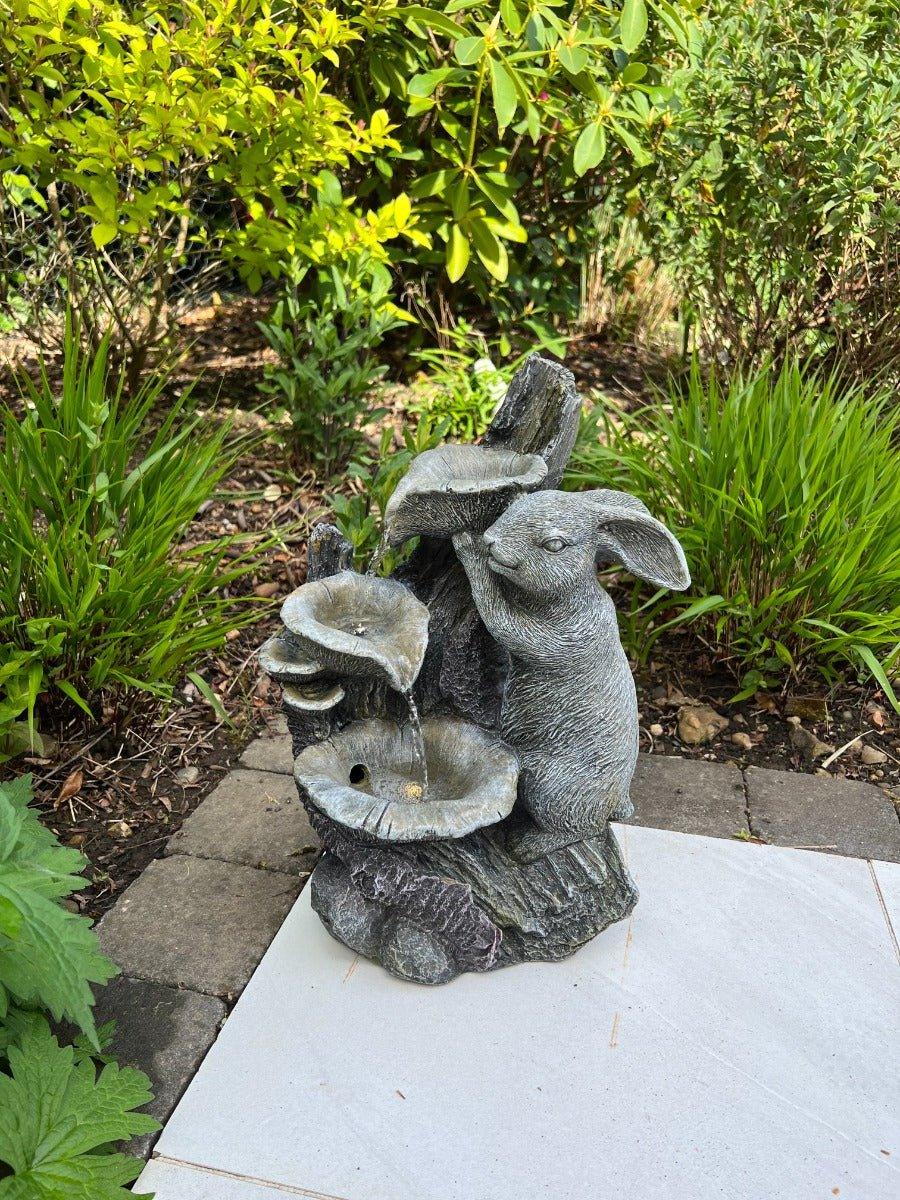 Rabbit Waterfall Feature 3 Water Bowls with LED Lights - Solar Panel 46x32x26 - AllPondSolutions