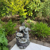 AllPondSolutions rabbit 3-bowl solar water feature with LED lights