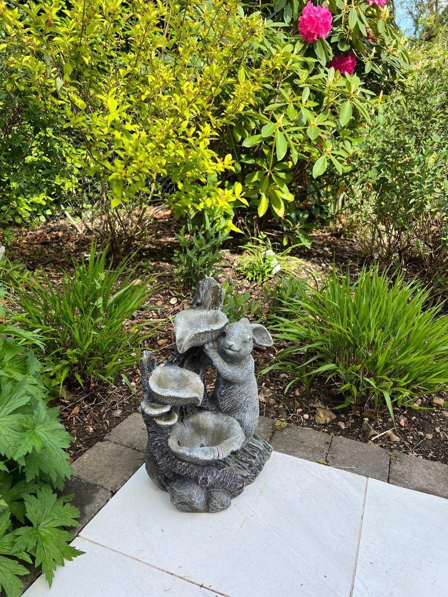 Waterfall Rabbit Arrangement Rabbit Waterfall Feature 3 Water Bowls with LED Lights - Solar Panel 4 ...