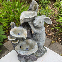 AllPondSolutions rabbit 3-bowl solar water feature with LED lights