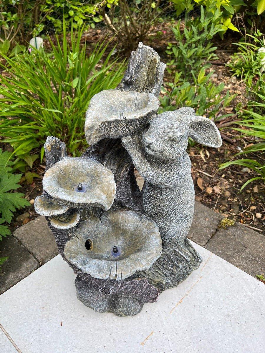 Waterfall Rabbit Arrangement Rabbit Waterfall Feature 3 Water Bowls with LED Lights - Solar Panel 4 ...