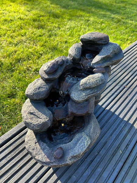 Rock Waterfall Water Feature with LED Lights - Solar Powered 45x23x24. –  AllPondSolutions