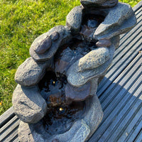 AllPondSolutions rock waterfall solar water feature with LED lights
