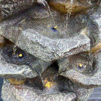 AllPondSolutions rock waterfall 7-bowl solar water feature with LED lights