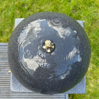 AllPondSolutions round ball on vase solar water feature, dark grey, with LED lights