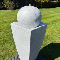 AllPondSolutions round ball on vase solar water feature, white, with LED lights