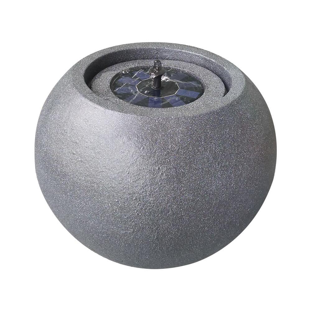 Round Stone Solar Water Feature / Fountain - Dark Grey - AllPondSolutions