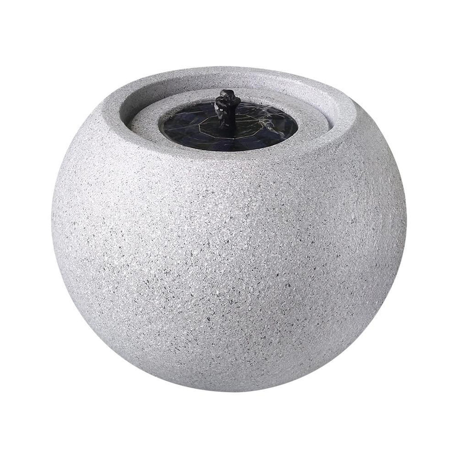 Round Stone Solar Water Feature / Fountain - Light Grey - AllPondSolutions