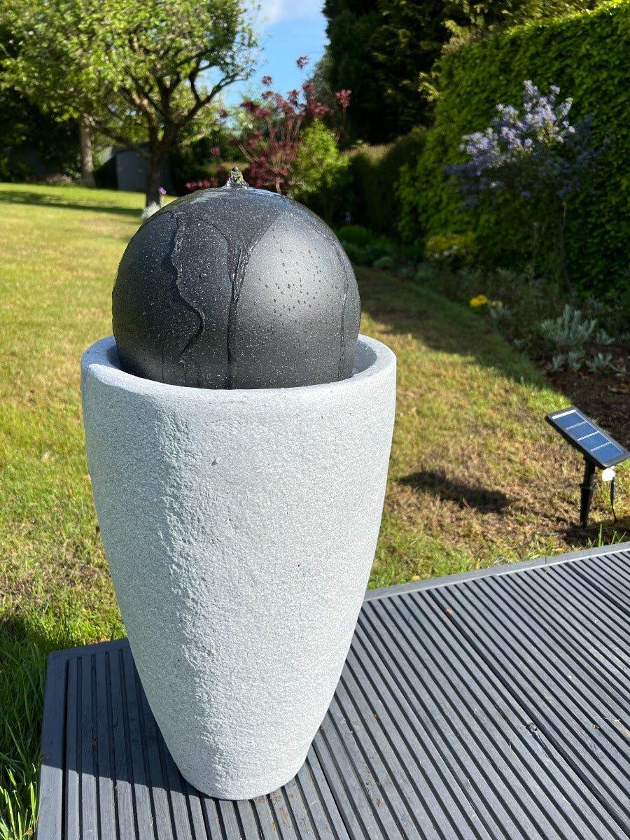 Vase Globe Water Feature with LED Lights - Solar Panel 65x31x31 - AllPondSolutions