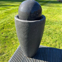 AllPondSolutions vase globe solar water feature, dark grey, with LED lights