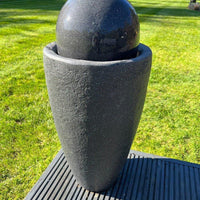 AllPondSolutions vase globe solar water feature, dark grey, with LED lights