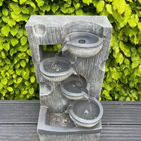 AllPondSolutions waterfall 4-bowl solar water feature, 59cm, with LED lights