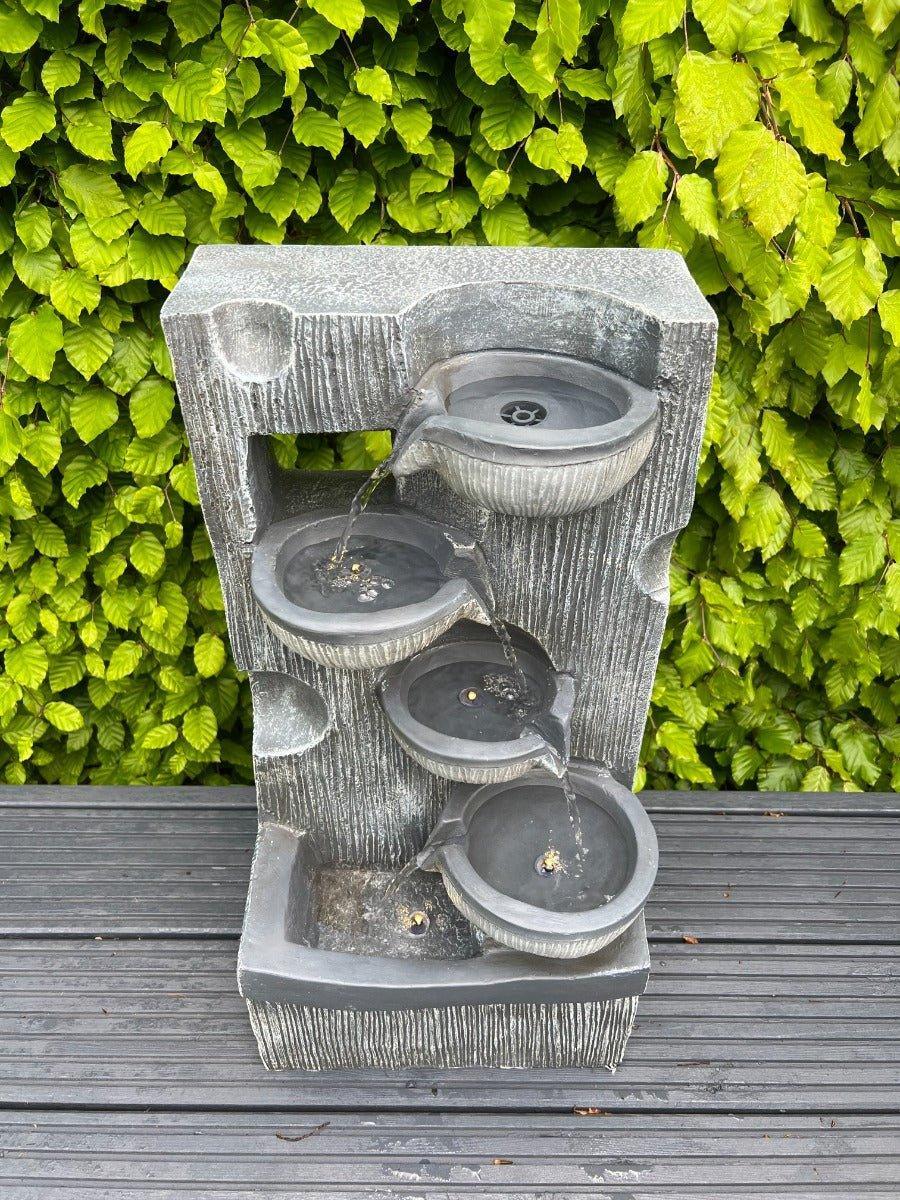 AllPondSolutions waterfall 4-bowl solar water feature, 59cm, with LED lights