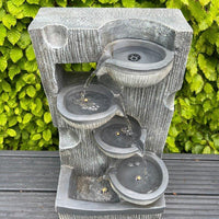 AllPondSolutions waterfall 4-bowl solar water feature, 59cm, with LED lights