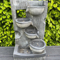 AllPondSolutions waterfall 4-bowl solar water feature, 59cm, with LED lights