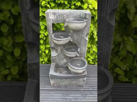 Waterfall Feature 4 Water Bowls with LED Lights - Solar Panel 59x29x25 - AllPondSolutions