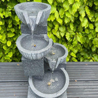 AllPondSolutions waterfall 4-bowl solar water feature, 47cm, with LED lights