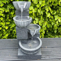 AllPondSolutions waterfall 4-bowl solar water feature, 47cm, with LED lights