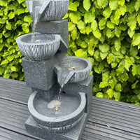 AllPondSolutions waterfall 4-bowl solar water feature, 47cm, with LED lights