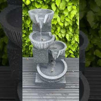 AllPondSolutions waterfall 4-bowl solar water feature, 47cm, with LED lights