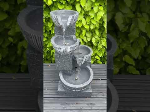 Waterfall x 4 Water Bowls with LED Lights - Solar Panel 47x27x23 - AllPondSolutions