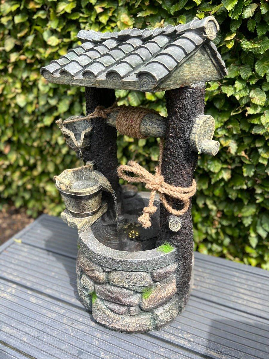 Wishing Well Water Feature with LED Light - AllPondSolutions